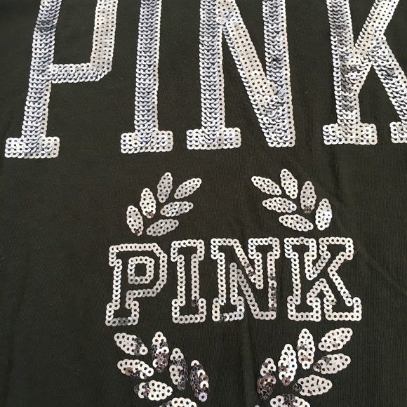 Victorias Secret PINK | hunter green sequin T Shirt - Picture 3 of 4